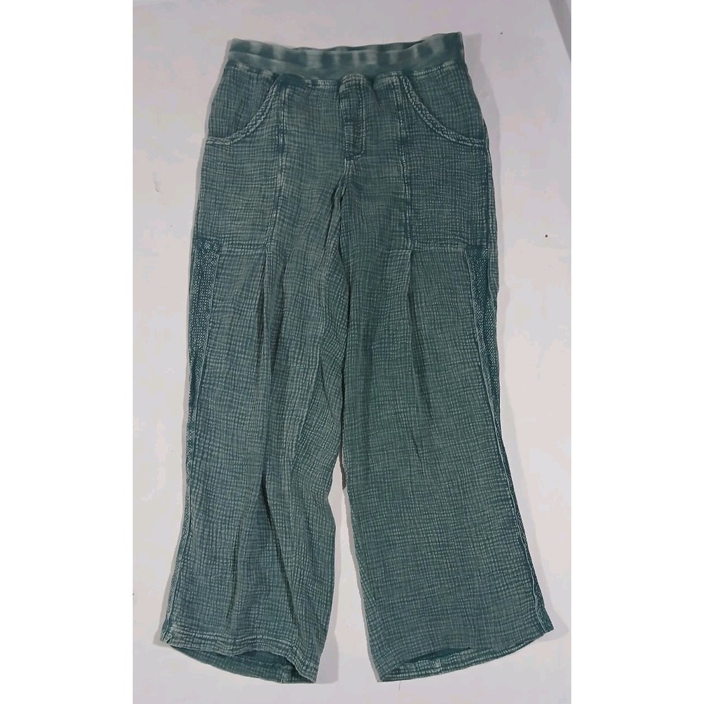 XCVI Elu Gauze Lace Trim Wide Leg Pants Side Medium Pull On Boho Coastal